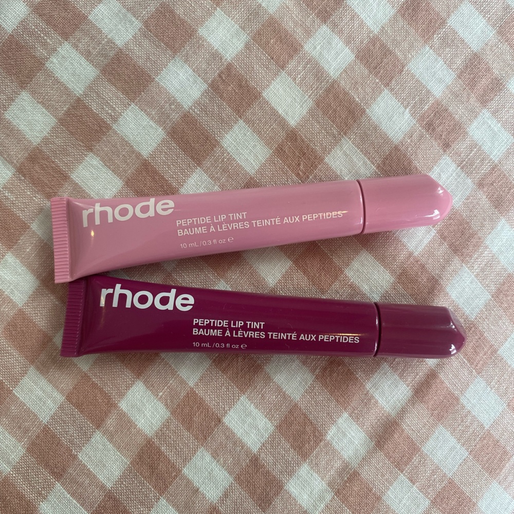 rhode peptide lip tints in ribbon & raspberry jelly